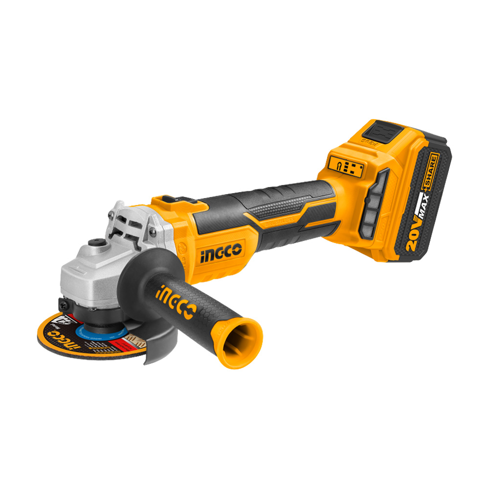 Smerigliatrice a Batteria 20V INGCO - Borsa, 2 Batterie 4.0 Ah e Caricabatterie